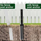 TOPZEA 2 Pack Fence Post Repair Kit, Heavy Duty Steel Stabilizer Stakes, Ground Anchors Spike to Fix Leaning/Tilted/Broken Wood Posts, Metal Support for Garden & Yard Fencing, Black