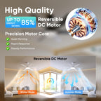 52 Inch Ceiling Fans with Lights, 6 Double Sided Blades, Ultra Quiet Reversible DC Motor, Remote & APP Control, 6 Speeds, 3CCT Dimmable LED with Memory Function, Downrod Mount for Living Room, White