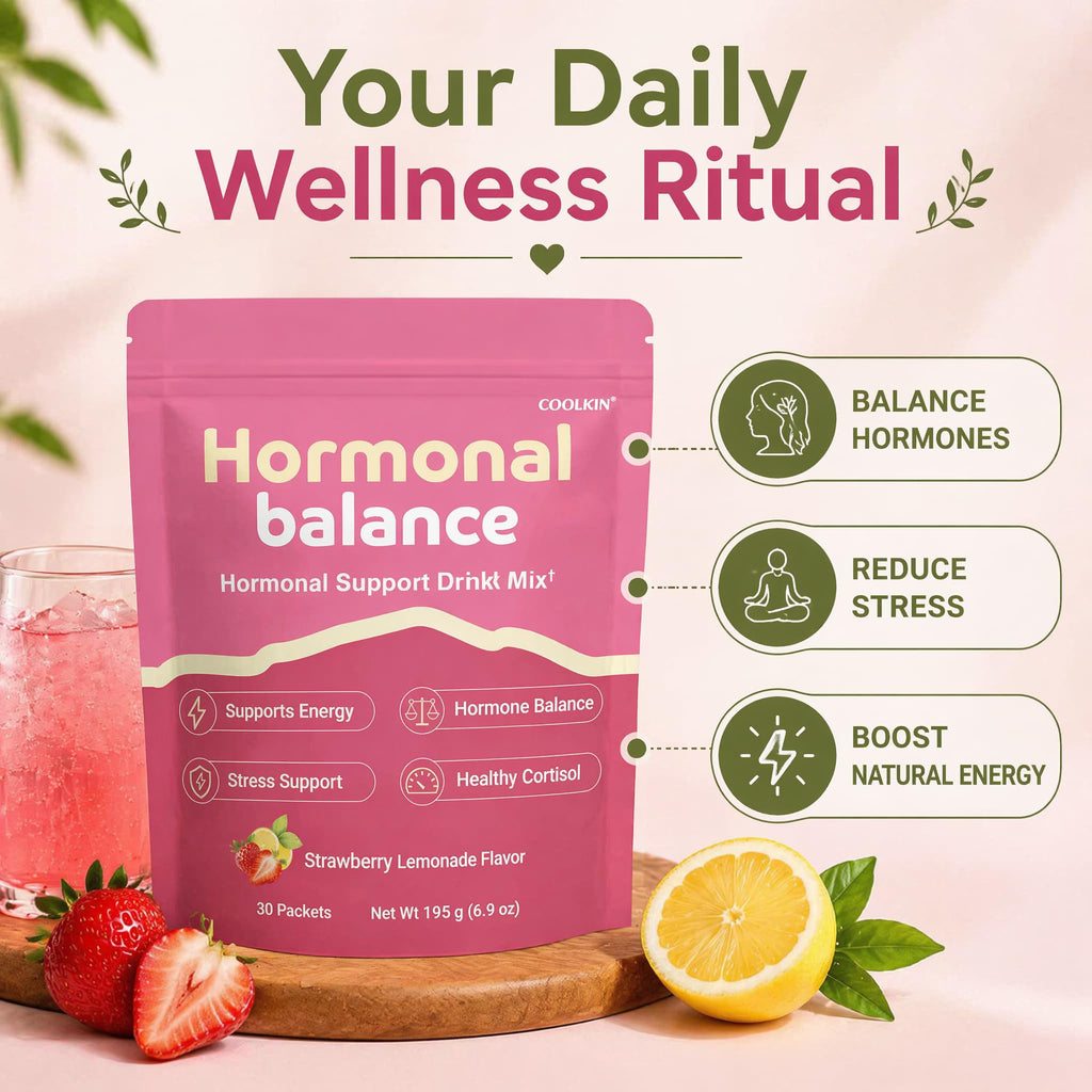 Hormone Balance for Women, Myo-Inositol Drink Mix with Magnesium, Rhodiola Rosea, Vitamin C, Cortisol Support Supplement, Vegan Sugar-Free Non-GMO, PMS Comfort, Menopause Wellness & Mood Balance 30psc