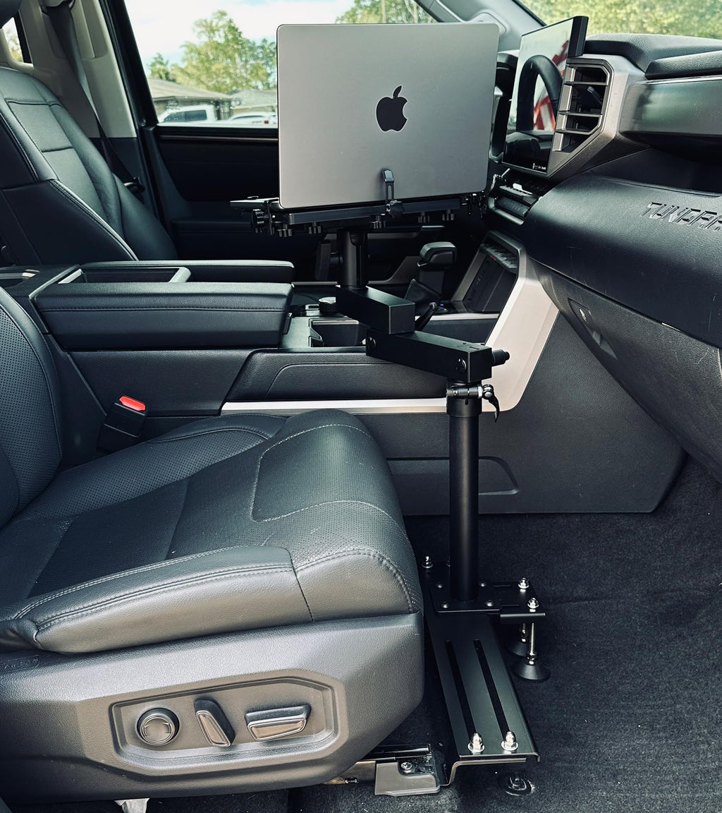 MELIPRON Truck Laptop Mount for Cars, Vans, Vehicles, No-Drill Computer Stand with Adjustable Height, Full Motion Swivel, Heavy-Duty Laptop Holder for Mobile Work