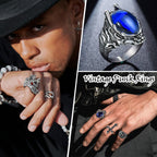 EIELO 24Pcs Vintage Punk Rings Set for Men Cool Gothic Chunky Rings Statement Snake Claw Skull Dragon Eyes of Hell Open Boho Ring Set