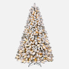 SHareconn 7ft Snow Flocked Spruce Pre-lit Artificial Christmas Tree, White