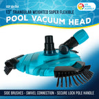 U.S. Pool Supply Professional 13" Triangular Weighted Super Flexible Swimming Pool Vacuum Head with Side Brushes, Swivel Connection - Above-Ground & Inground Swimming Pools, Secure Lock Pole Handle