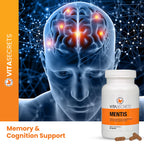 Vitasecrets Mentis Memory & Cognition Support Supplement - Concentration, Clarity, Cognitive Enhancement - Vitamins B6, B12, Ashwaganda, Gingko Biloba| Gluten and GMO Free, 90 Capsules