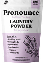 Pronounce Laundry Detergent Powder Alternative | Cleaner Ingredients. Safer for Sensitive Skin. Stain + Smell Fighting. With Essential Oils. HE Safe (Lavender, 120 Loads).