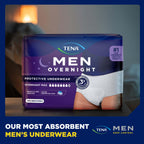 Tena Men Protective Incontinence Underwear Overnight Max Absorbency, L, 56 Count (Waist Size 34in-44in)