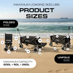 Beach Wagon with Big Wheels for Sand 9" PU Tires Collapsible Wagon, Black
