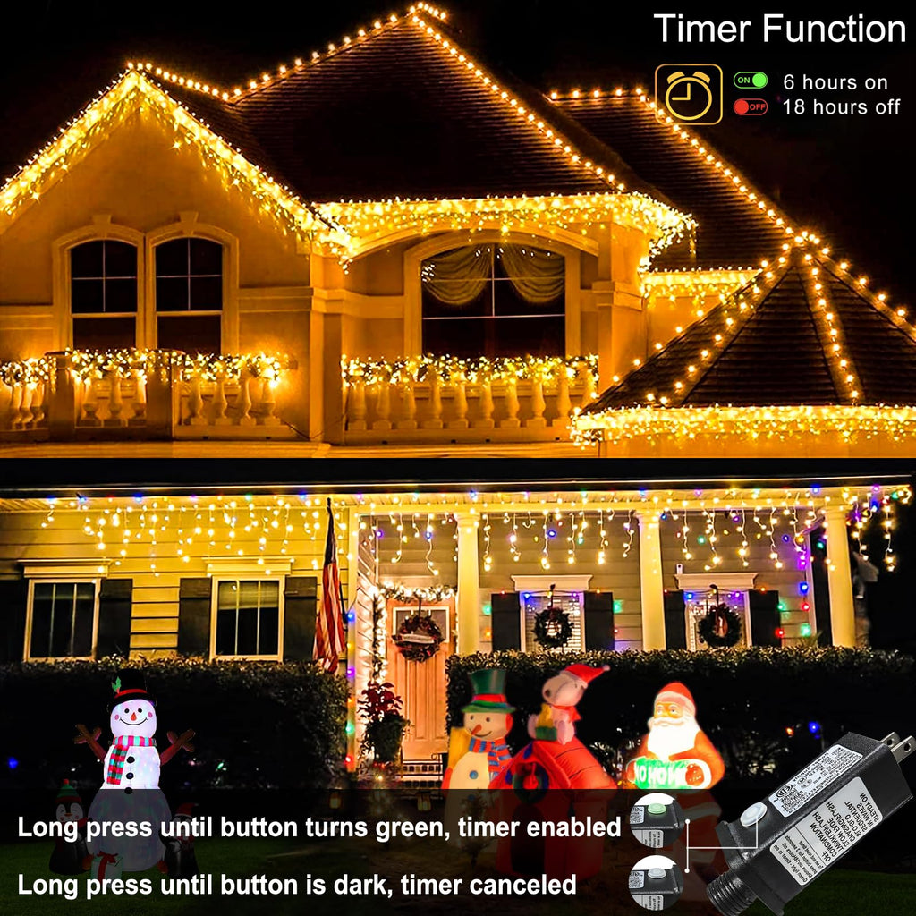 Icicle Lights for Outside Christmas Lights Outdoor 66ft 640 LEDs Warm White