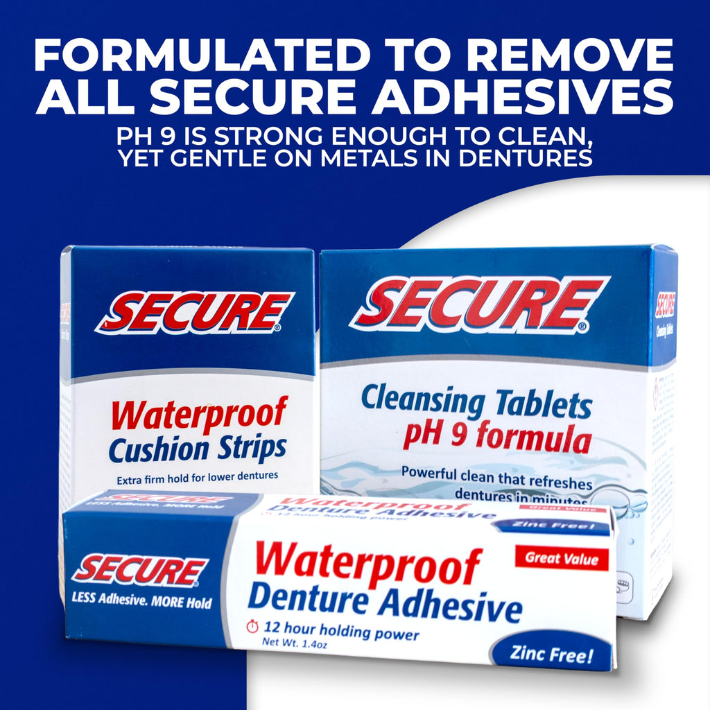Secure Denture Adhesive Strips – Zinc Free – Waterproof – Comfortable Cushion Fit for Lowers – Extra Firm All-Day-Hold – No Mess – Clean Ingredients – 45 Strips (3 Pack)