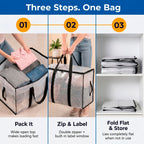 ClearSpace Heavy Duty Moving Bags - Water Resistant Storage Bags with Backpack Straps, Zippers and Handles - Large Moving Boxes for College Dorm, Travel, Closet Organization - 6 Pack, Clear