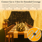 Soagrc 200 LED Warm White Curtain Fairy Lights 9.8x6.6FT Plug in