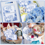 Yinder 60 Bulk Happy Tears Tissue Packs for Wedding 3 Ply Pocket Size Tissues Packs for Guests Facial Individual Wedding Favors Party Supplies Travel Graduation Celebration(Blue Flower)