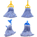 String Mop Heads Replacement Heavy Duty Commercial Grade Blue Cotton Looped End Wet Industrial Cleaning Mop Head Refills (6, Medium)