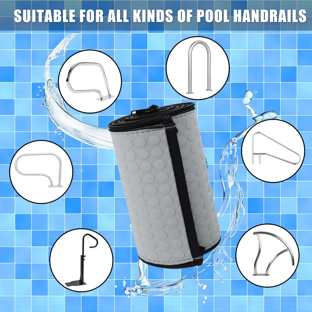 Kakolvan Swimming Pool Handrail Cover, Non-Slip Railing Handle Grip Covers with Zippers, Fit Most Above/Inground Pool Hand Rails, Cooling, Soft & Comfortable Touch Ladder Sleeve (6 Ft, 1 Pack)