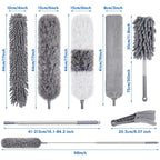 9PCS Dusters for Cleaning,Extendable Microfiber Duster with Extension Pole Up to 100'',Bendable Washable and Reusable Dusters Kit for Ceiling Fans, High Ceilings,Blinds,Furniture and Cars
