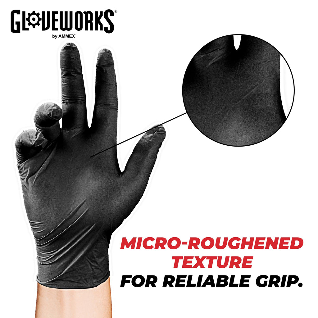 GLOVEWORKS Black Nitrile Gloves 5 Mil Disposable for Food Service, Cooking, Professional Cleaning, Size XL, 3 Boxes of 100