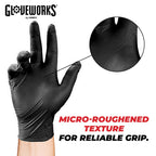 GLOVEWORKS Black Nitrile Gloves 5 Mil Disposable for Food Service, Cooking, Professional Cleaning, Size XL, 3 Boxes of 100