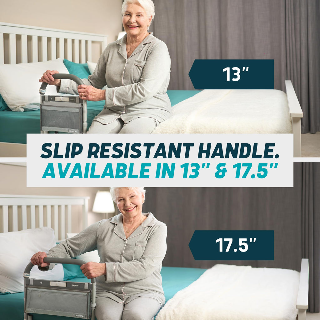 Lunderg Bed Assist Rail for Seniors with Motion-Activated Light & Storage Pocket - Easy to Install Bed Rails for Elderly Adults Safety & Post-Surgery - Helps Reduce Falls & Support Independence