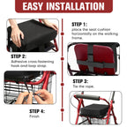 Rollator Walker Seat Cushion 12x12x3.5 Inch Support Pad with Breathable Mesh Cover, Adjustable Straps for Secure Fit(Black)