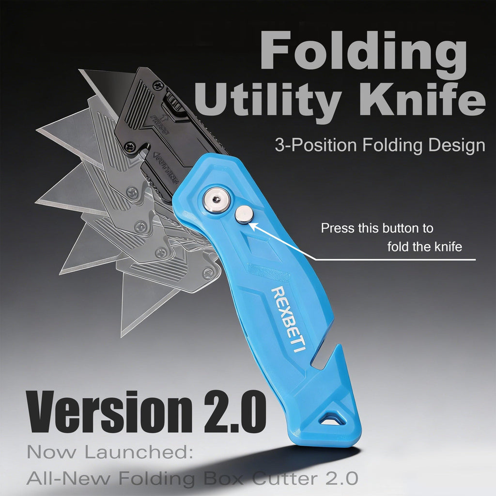 REXBETI 12-Pack Folding Pocket Utility Knife, SK2 Box Cutter, 32 Blades