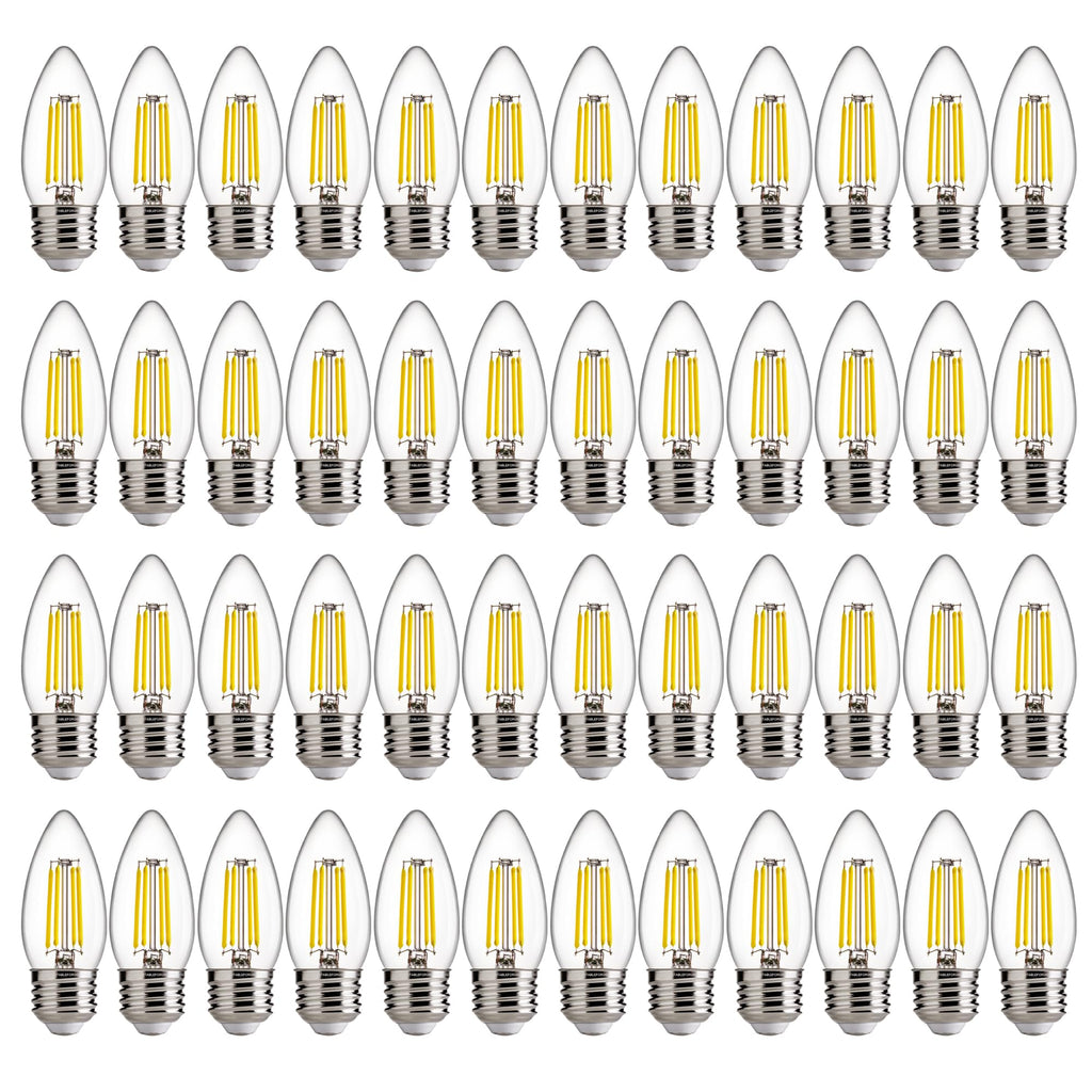 FLSNT B11 E26 LED Chandelier Light Bulbs, 60W Equivalent, 5000K Daylight Dimmable LED Candelabra Bulbs, 550LM, 48Pack UL,CA65 Listed.
