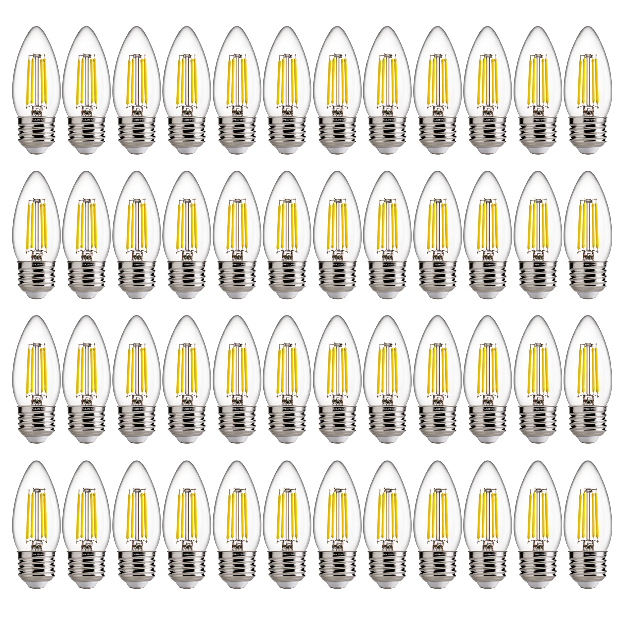 FLSNT B11 E26 LED Chandelier Light Bulbs, 60W Equivalent, 5000K Daylight Dimmable LED Candelabra Bulbs, 550LM, 48Pack UL,CA65 Listed.