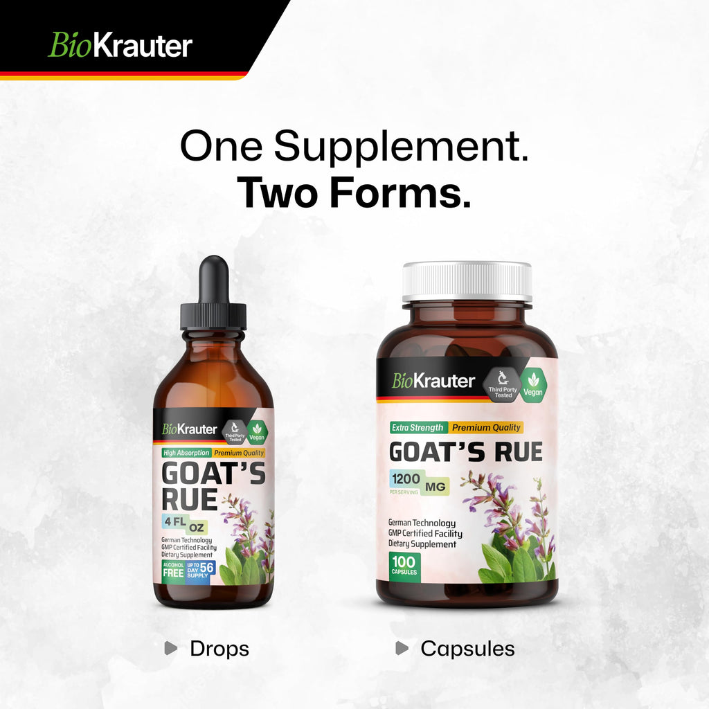 BIO KRAUTER® Goats Rue for Breastfeeding - Pure Vegan Lactation Supplement - Goat’s Rue 100 Capsules 1200 mg per Serving - Natural Supplements for Women - No Fillers, Non-GMO, 25-Day Supply