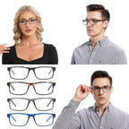 Colloddiss 4-Pack Reading Glasses for Men Women, Spring Hinge Readers Glasses, Blue Light Blocking Eyeglasses SR20523, Black Blue Gray BrownTortoise 1.75 x