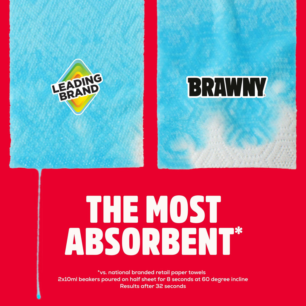 Brawny Tear-A-Square 3-Ply Paper Towels, 12 XL Family Rolls = 30 Regular