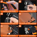 Preciva 3-Size Grommet Tool Kit - 1/2" 1/4" 3/8" Hole Punch & Eyelet Setting Tool with 300Pcs Grommets | Handheld Eyelet Plier for Tarps, Tents, Canvas, Vinyl & Leather Crafting