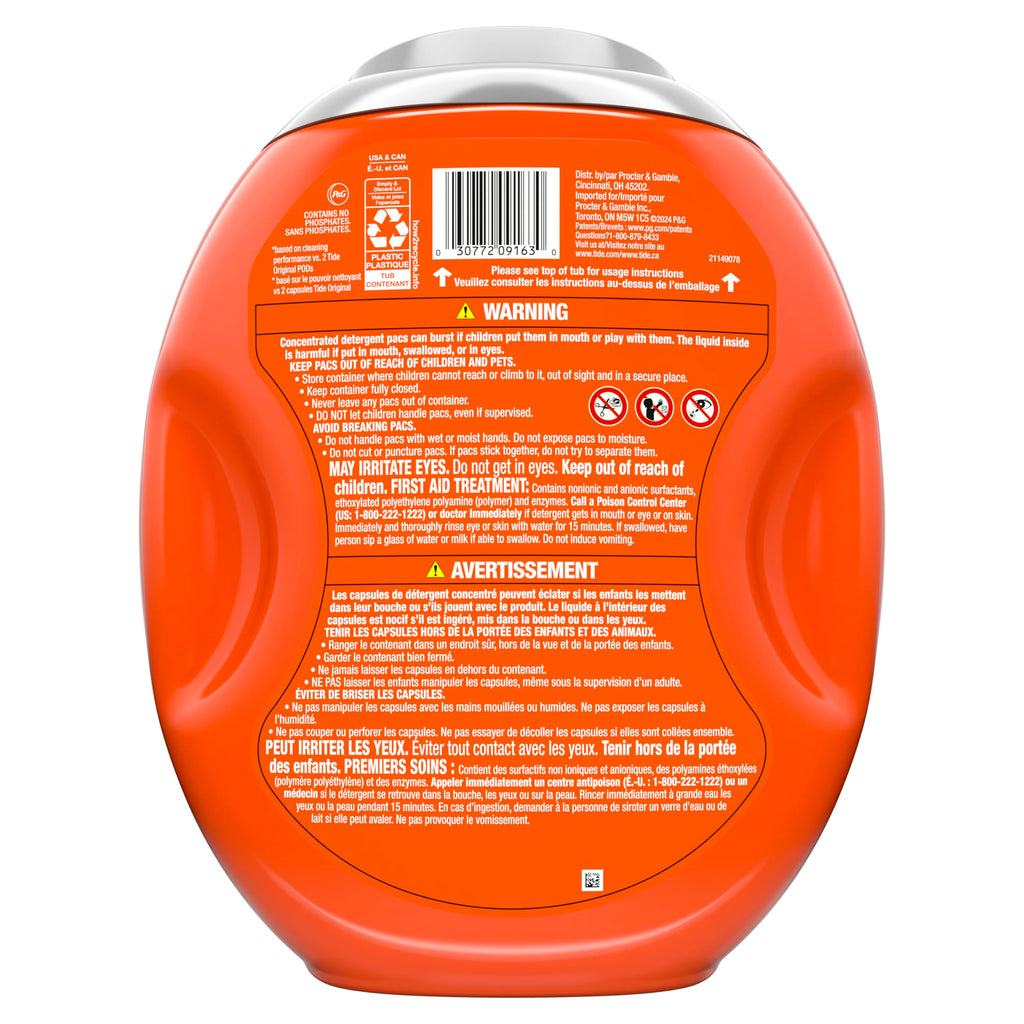 Tide Hygienic Clean Power PODS Laundry Detergent Pacs, Original Scent, 45 Count, Removes Visible and Invisible Dirt