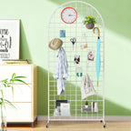 Asee'm Grid Wall Panels Display Stand 2.6' x 5.8' FT White Movable Wire Grid Wall Display Rack Heavy Floorstanding Detachable Girdwall Panel with T-Base for Craft Show Rack, Retail Displays 1PCS