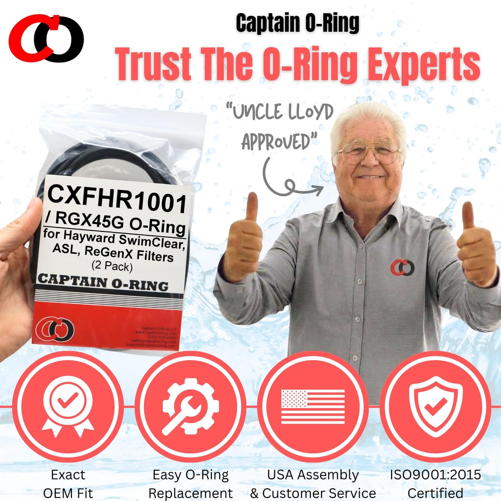 Captain O-Ring – Replacement CXFHR1001 / RGX45G O-Rings for Hayward SwimClear C100S, C150S, C200S. RG450, RG700, ASL C850, C1250 Filter Head (2 Pack)
