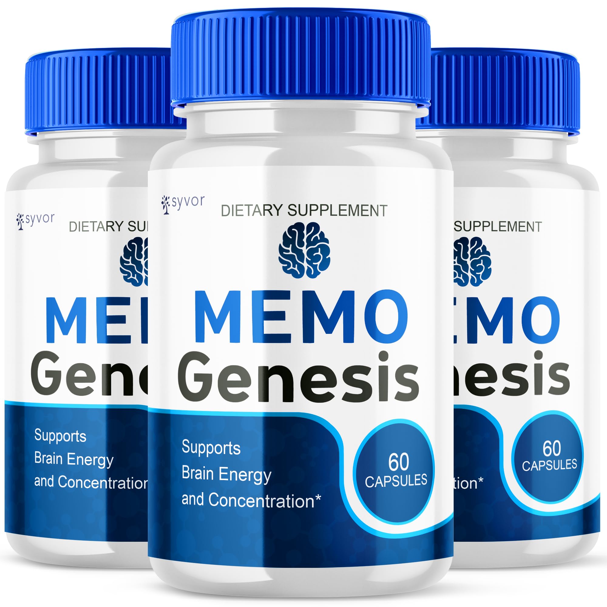 (3 Pack) Memo Genesis Capsules, Official Memogenesis Brain Health Support Pills with All Natural Ingredients, Advanced Brain Energy Supplement with Max Strength Vitamins for Women & Men (180 Capsules)