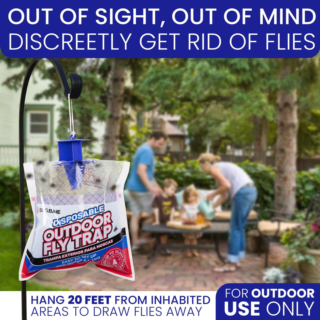 Fly Traps Outdoor Fly Trap for Patio. 12 Non-Toxic Pre-Baited Flies Bags Outdoor Disposable. Hanging Bug Catchers for All Filth Flies Killer for Outside Bug Control in Yard Horse Ranch Trash Can