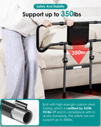 AMOVO Bed Rails for Elderly Adults Safety - Foldable Bed Assist Rails for Seniors Bed Side Grab Bar with Sensor Light, Adjustable Bedside Railing Safety Guard Rail Cane (ASTM F3186–17 Certified)