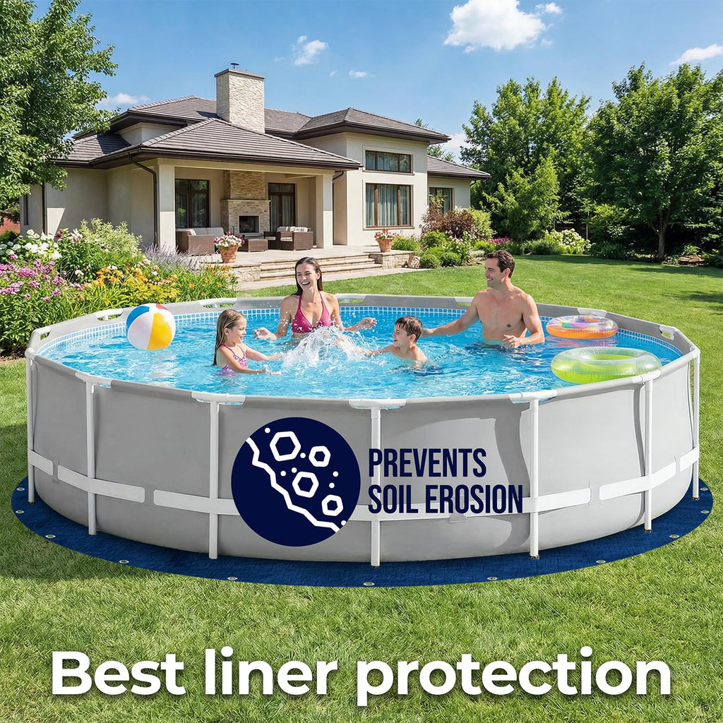 18 Ft Round Pool Liner Pad - Mat Tarp for Under Pool, Above Ground Pool Mat, Pool Ground Cloth, Pool Bottom Pad, Waterproof PE Tarp, Puncture Protection & Extend Liner Life