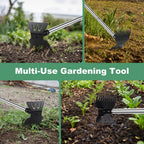 Larger Weed Puller Tool with Long Handle, 2-in-1 Heavy Duty Weed Rake & Hoe
