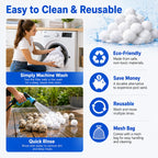 Bohodiy 1.5 lbs Pool Filter Balls for Sand Filter, Reusable Pool Fiber Filter Balls Replace 55lbs Pool Filter Sand，Efficient Pool Filter Media Balls for Filter Pump, Pool Cleaning (1.54 Lbs)