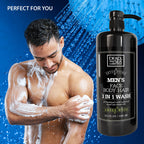 Dead Sea Collection Amber Wood Men’s Body Wash – 3 in 1 Body Wash for Men for Hair, Face & Body – Moisturizing Shower Gel with Dead Sea Minerals – Pack of 2 (33.8 fl oz each)
