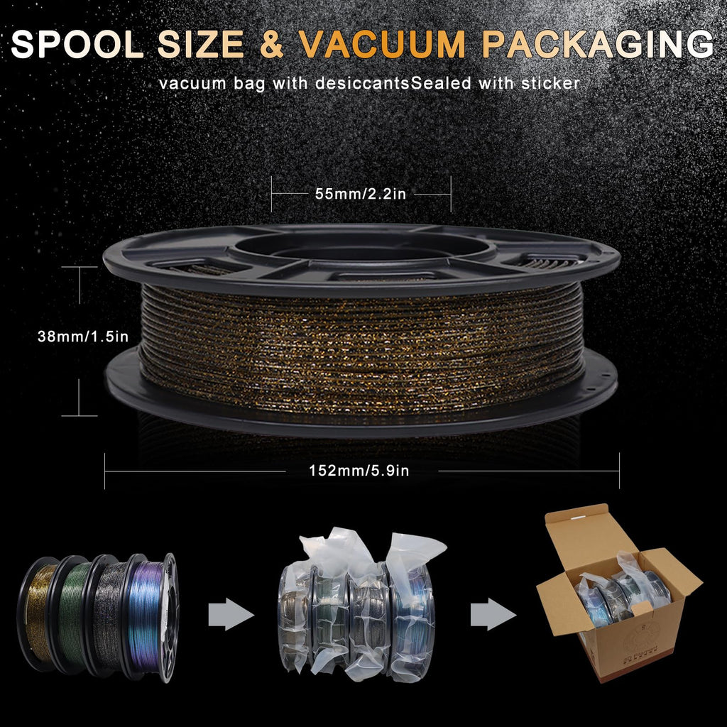 YOUSU Glow in The Dark TPU 3D Printer Filament Bundle,Gray