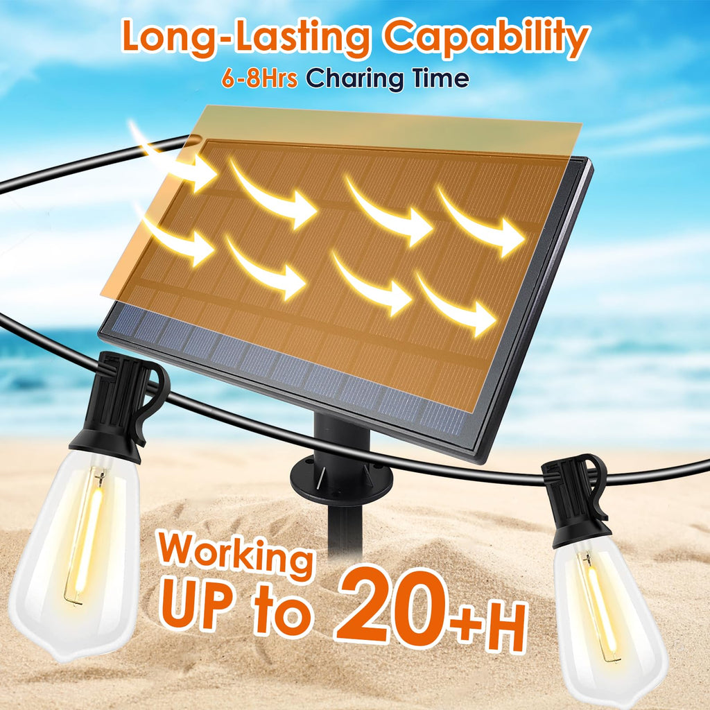 Bdrofn 120FT Solar String Lights Outdoor,Solar Patio Lights Waterproof with Remote & 40+2 Dimmable ST38 Shatterproof LED Bulbs,Commercial Grade Solar Powered String Lights for Outside
