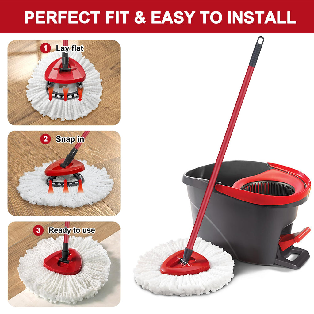 6 Pack Mop Replacement Heads for Spin Mop, Microfiber Spin Mop Refills, Easy Cleaning Mop Head Replacement