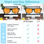 Orange Blue Light Blocking Glasses for Better Sleep - 99.5% Premium Acetate Orange Computer Migraine Glasses for Women & Men - Amber Gaming Glasses - Blue Light Blockers Gamer Glasses for Eye Strain