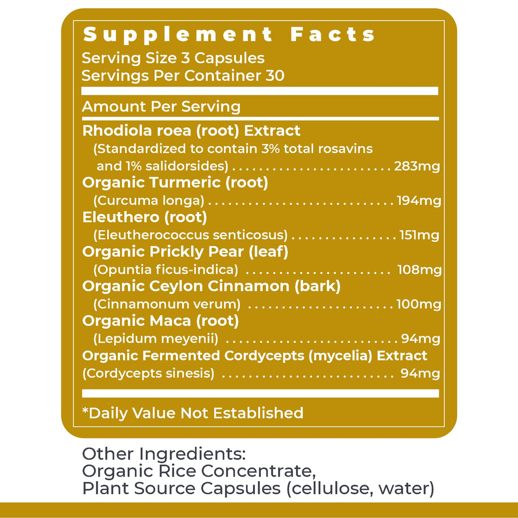 Premier Research Labs Adaptogen-R3 Supplement - Rhodiola Rosea Supplement with Maca Root, Adaptogen Complex for Stress, Heart & Metabolic Health - 90 Vegetarian Capsules