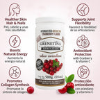 Pretty Bee Hydrolyzed Collagen Powder, Grenetina En Polvo Cranberry Flavor, Grenetina Organica, Collagen Supplement, Grenetina Hidrolizada En Polvo, 100% Natural, 18 oz