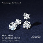 Velelia Moissanite Earrings for Men Women, 0.2ct-3.0ct Men 925 Sterling Silver Earrings, Round Cut Diamond Stud Earrings for Women