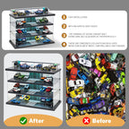 Display Case for Hot Wheels Garage & Matchbox Cars with LED Light, 1/64 Scale Diecast Toy Cars Garage, Storage Case for Hot Wheels, Parking Garage Diorama with 4 Levels Maximum 58 Cars