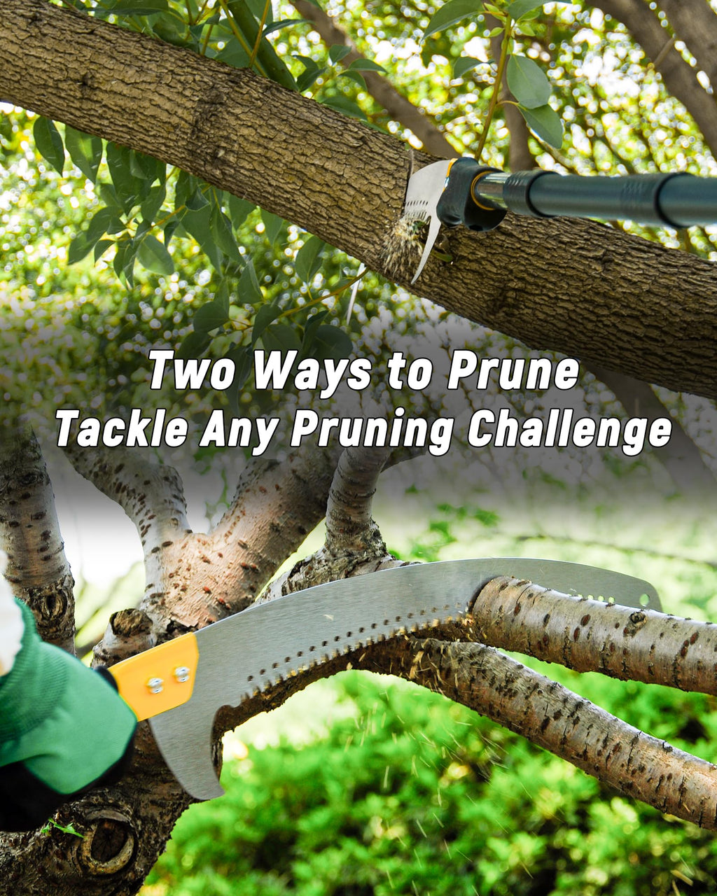 BlumeTrec 11FT Pole Saw with Adjustable Length for Tree Trimming Lightweight Manual Pruning Saw with Long Extension Branch Cutter