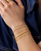 PAVOI Paperclip Beaded Stackable Chain Bracelet Set, White Gold